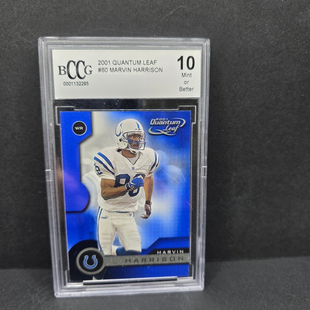 Leaf Marvin Harrison Football Card 2001 Quantum‎ Leaf #80 BCCG 10